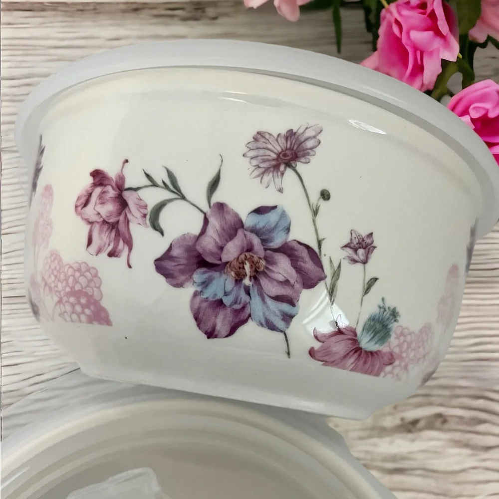 Shabby Chic Porcelain Ceramic Storage Bowls Set of 2